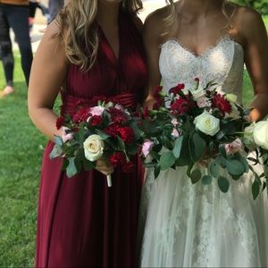 Infinity wrap Burgundy bridesmaid dress
